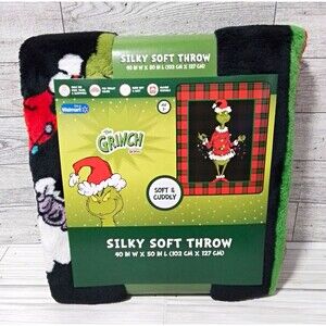 Walmart Dr. Seuss Grinch Silky Soft Throw 40x50 Polyester Plaid Kids